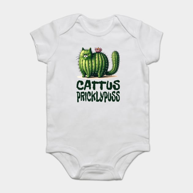 Cat Cactus: The Cattus Pricklypuss funny cat succulent design Baby Bodysuit by Luxinda